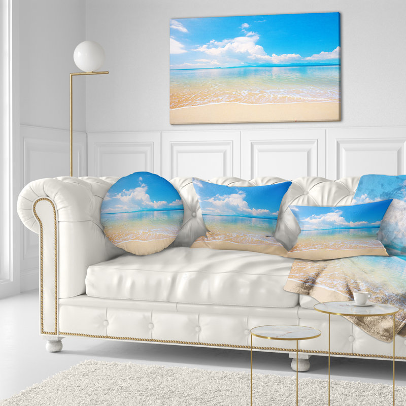 Oreiller pour photos de grande taille au-dessus de la plage calme de mer, 18 po x 18 po, Coussin décoratif