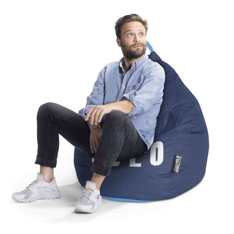 Fauteuil à billes moyen et méridienne, 100 % polyester bleu marine