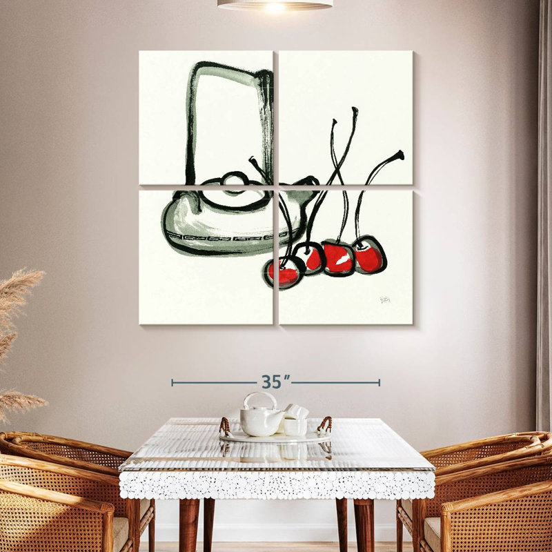 Yarlin thé et cerises, H 45 po x l 45 po