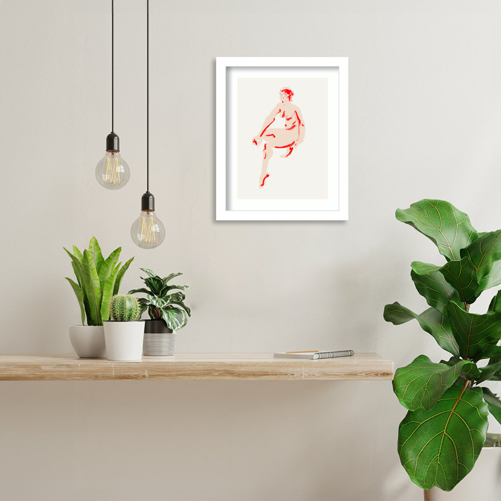 Henn "Naked Woman" Print, White, 13" H x 11" W