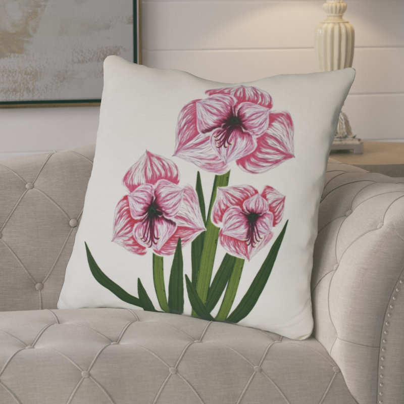 Housse de coussin carrée Amaryllis, Violet, H 26 po x l 26 po