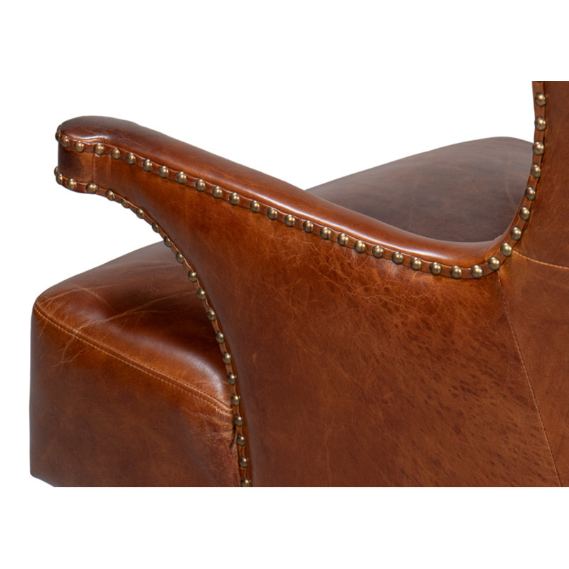 Drake Armchair, Dark Brown Genuine Leather