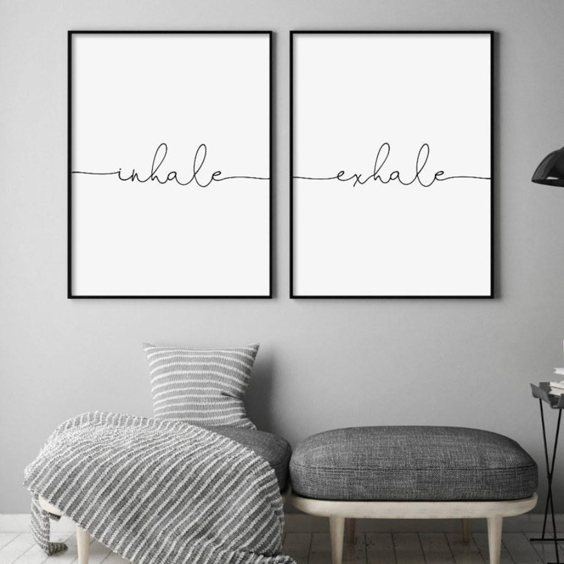 Inhale Exhale - 2 Piece Print, Matt Black Frame, 61 cm H x 43 cm W