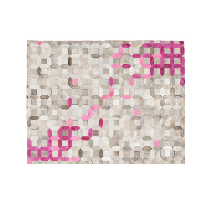 Trellis Cowhide Geometric Area Rug, Rectangle 2' x 3'