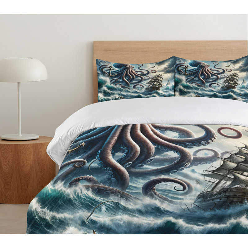 Nautical Duvet Cover, California King Duvet Cover + 2 Standard Shams