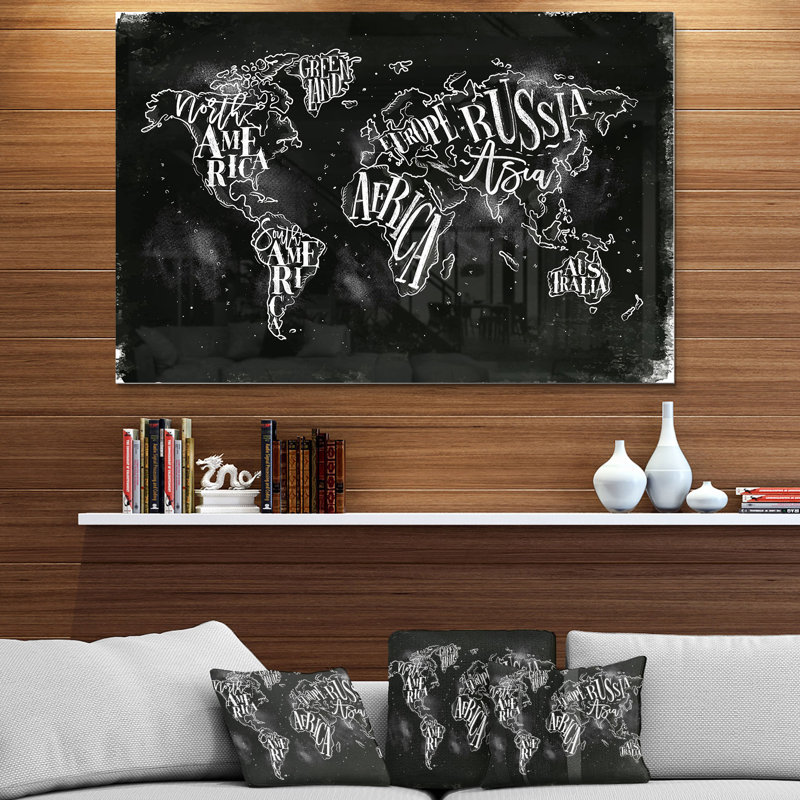 Carte du monde - impression sur toile, H 30 po x l 40 po x 1,5 po, Métal