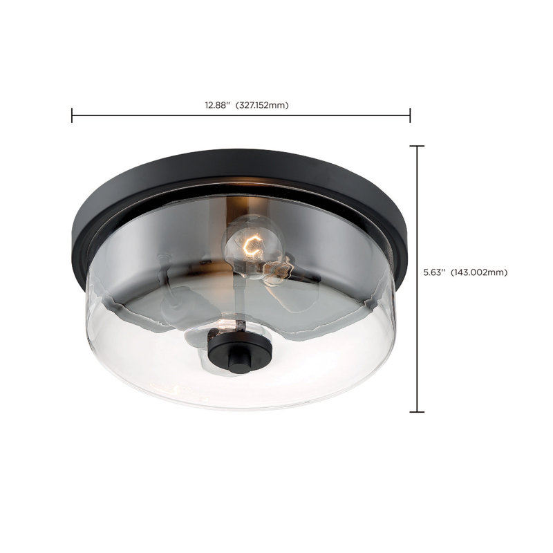 Barines Glass Flush Mount, Matte Black