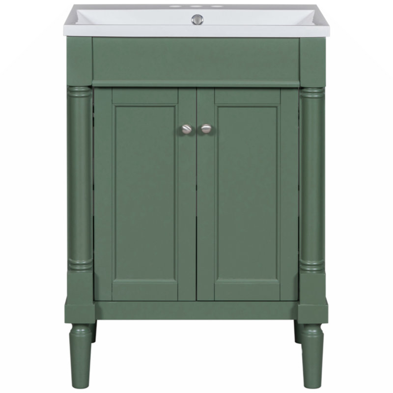 Meuble-lavabo simple 24 po avec plateau en panneau de fibres à densité moyenne Datavius, Vert