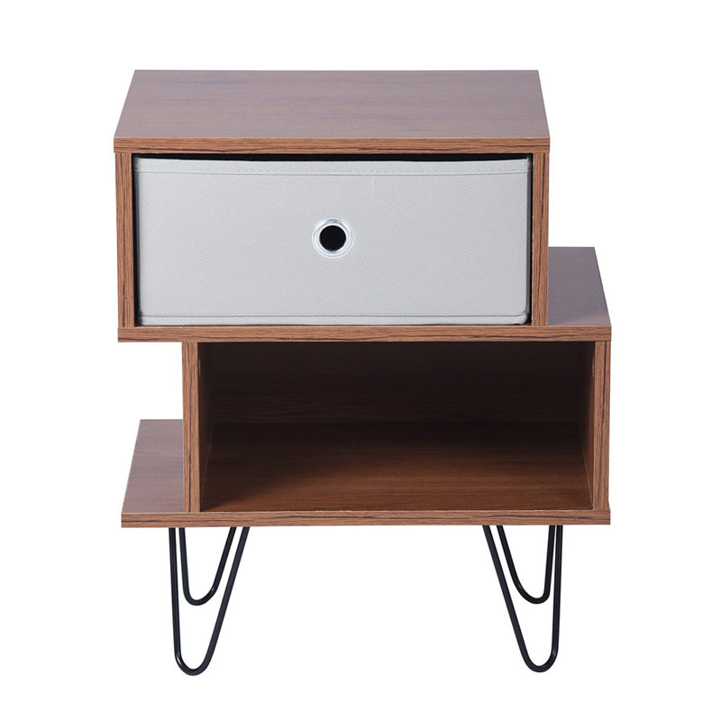 Table de chevet en bois massif à 2 tiroirs Fieldston