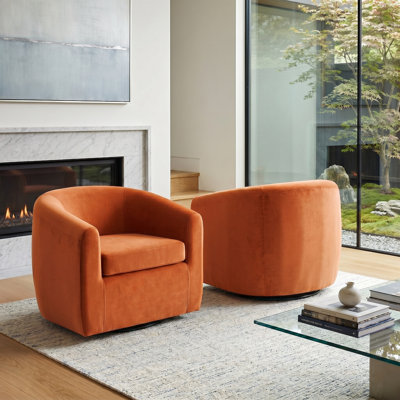 Richard  Upholstered Velvet Swivel Barrel Chair