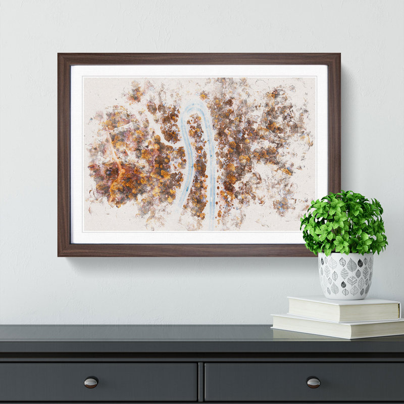 Bend in the Forest Road Watercolour - Picture Frame Graphic Art Print, 62cm H x 87cm W x 2cm D, Walnut Framed