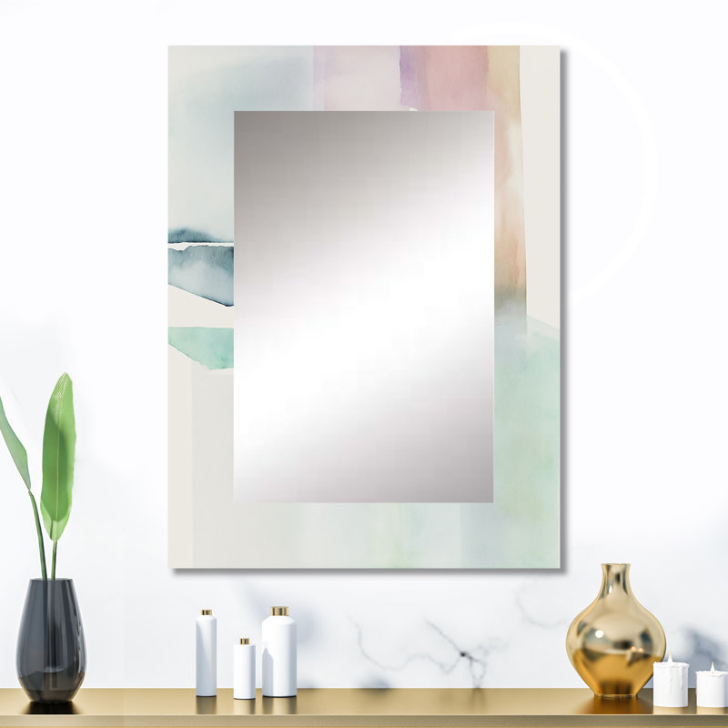 Pastel Serenity II - Liquid Ink Unique Wall Mirror, Blue Mirror, Printed Metal Art, 32" x 24"