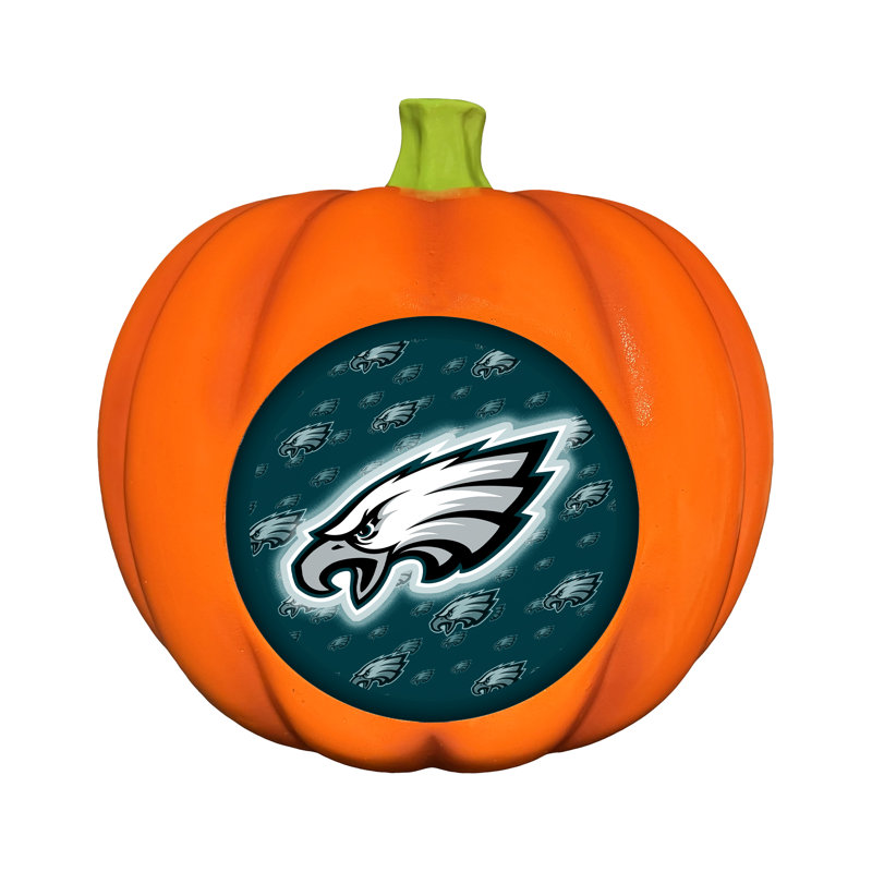 Décoration citrouille en résine avec logo DEL 3D des Eagles de Philadelphie (NFL) | 25 cm