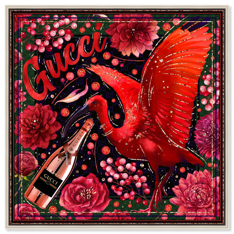 «Fashion Passionate Bird Canvas» par Everly Quinn, Cadre argenté, H 41 po x l 41 po