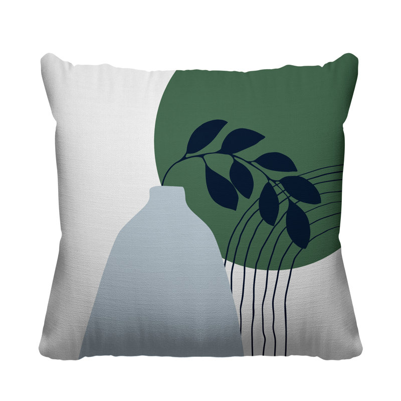 Coussin décoratif intérieur / extérieur Corini, L 17 po x H 17 po, Émeraude / bleu marine / gris