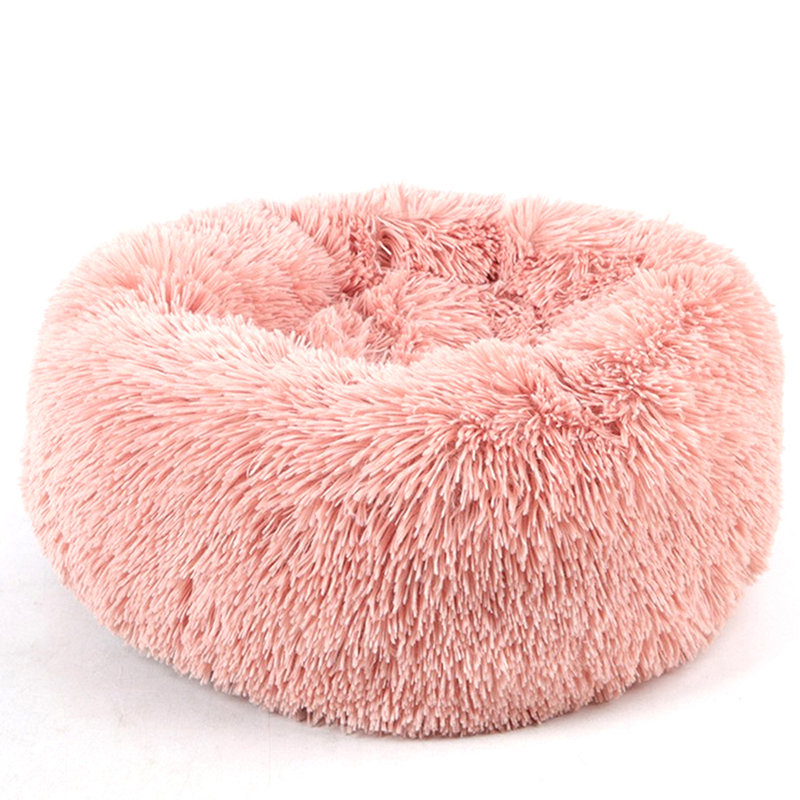Almaguer Calming Round Donut Plush Dog Cuddler Bed, Large (70cm W x 70cm D), Pink
