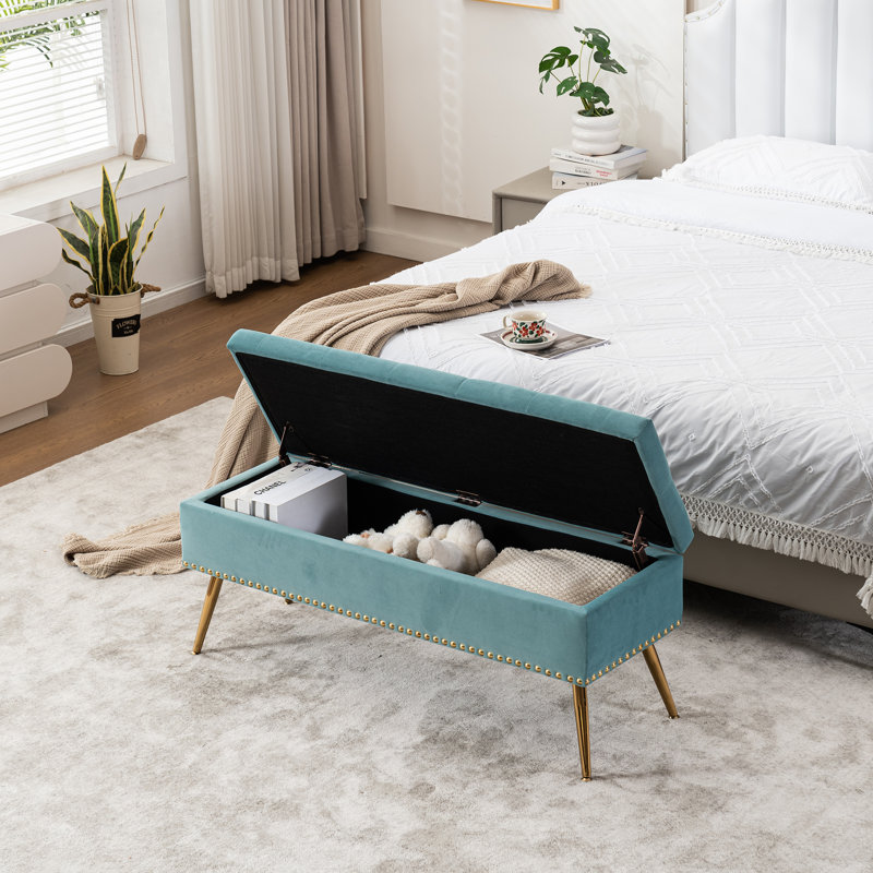 Storage Bench, Green, 18" H x 46" W x 15.5" D