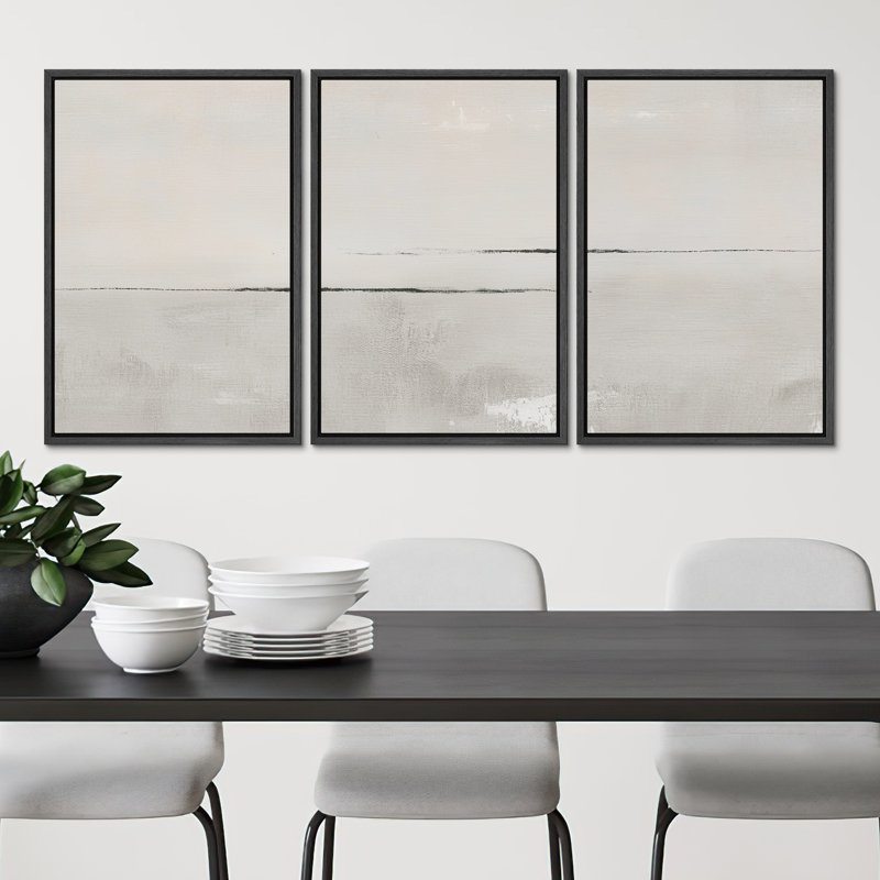 Reproduction d'art moderne sur toile encadrée 3 tons, H 36 po x l 72 po, Noir