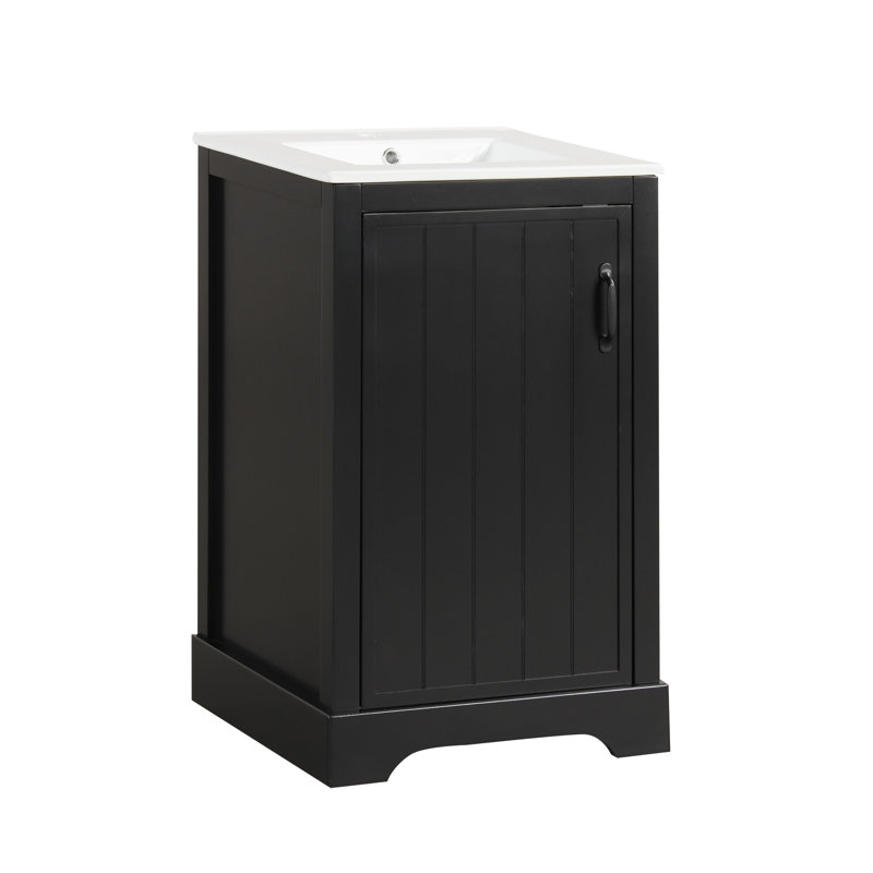 Meuble-lavabo 20 po avec comptoir en céramique, Noir