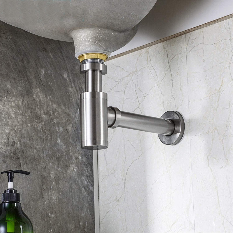 Round Bottle Trap, Brushed Nickel