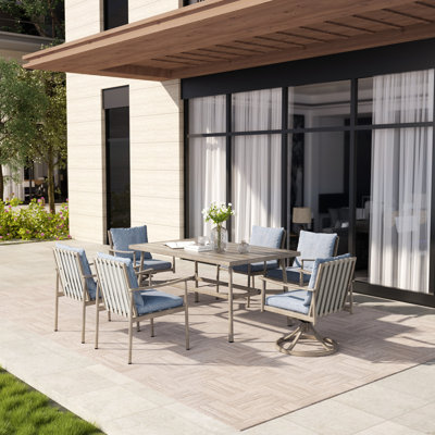 Mariene 6 - Person Patio Dining Set with Rectangular Table , Cushions Included