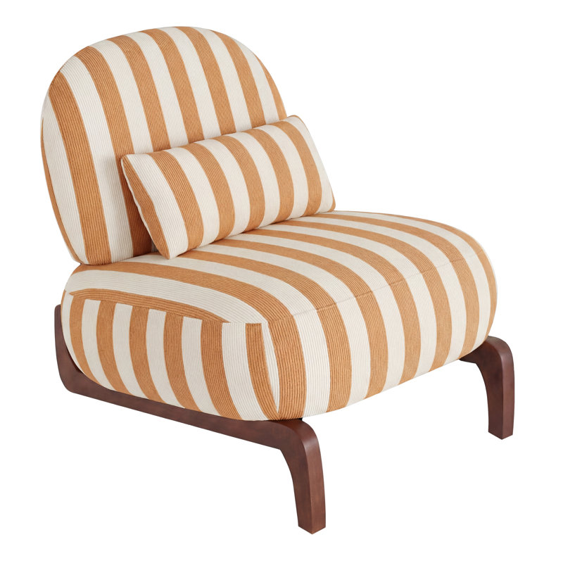 Méridienne Mid-Century moderne avec base traîneau, Ivoire / coton chameau