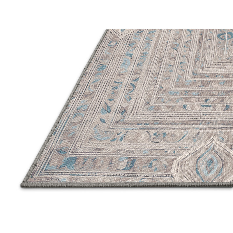 Machine Washable Gray Area Rug, Square 8'