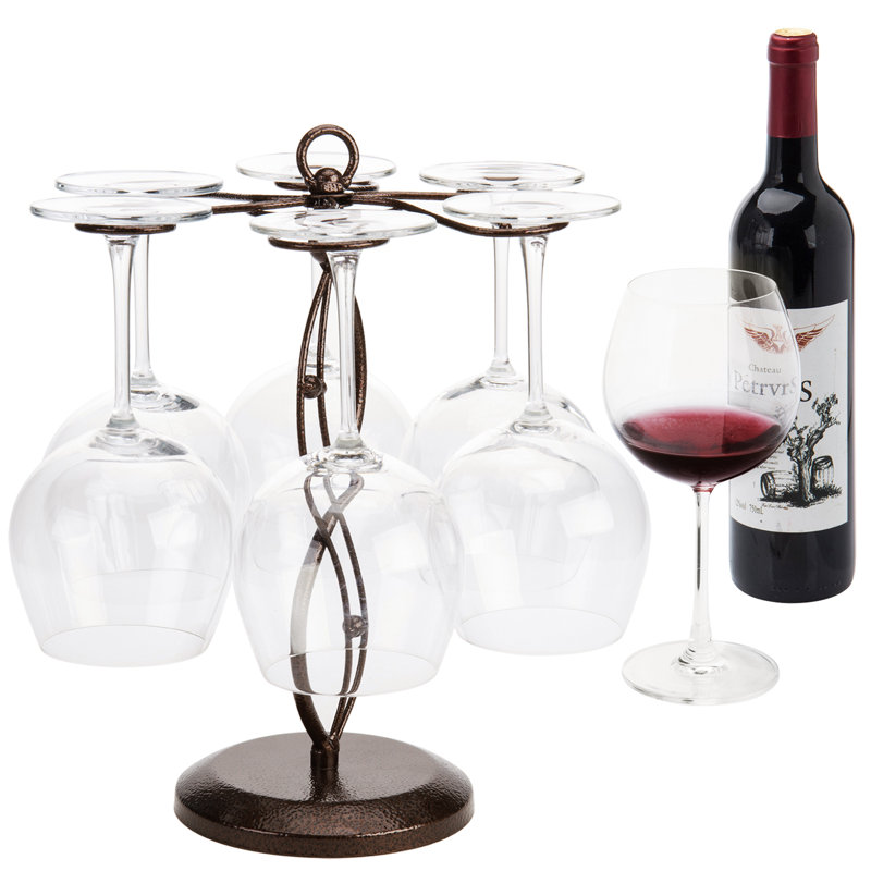 Metal Tabletop Wine Glass Rack in Bronze