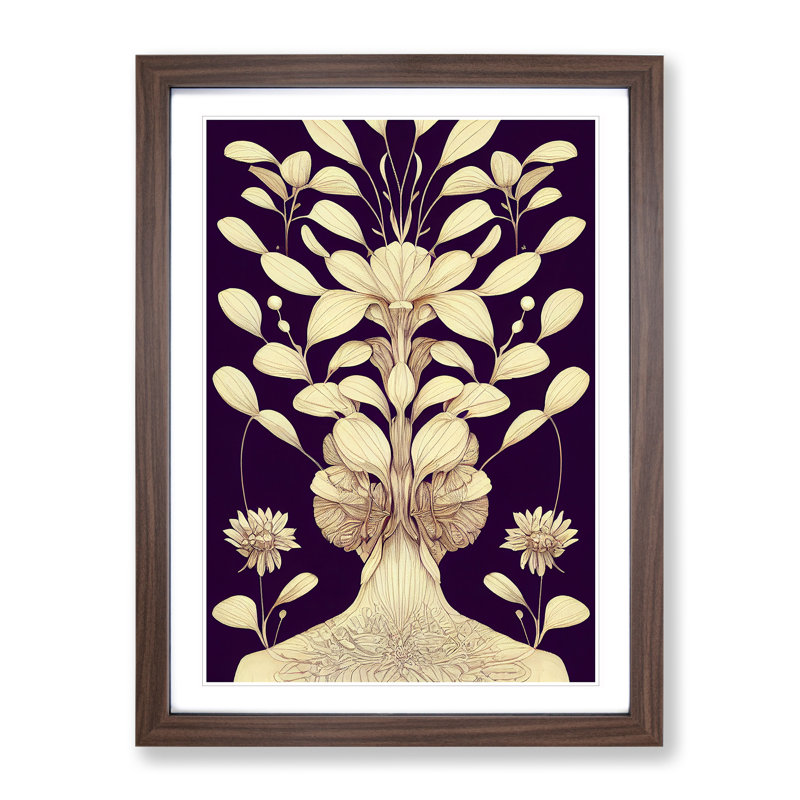 The Animated Flowers - Wall Art, Walnut Framed Paper, 64cm H x 46cm W x 2cm D, Walnut Framed