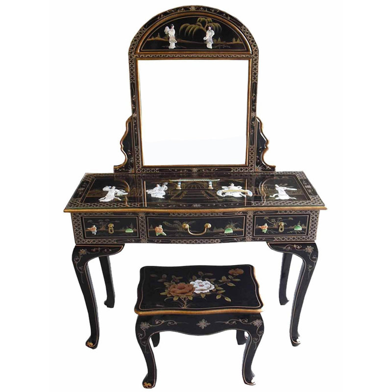 Peckham Mother Of Pearl Dressing Table with Mirror and Stool