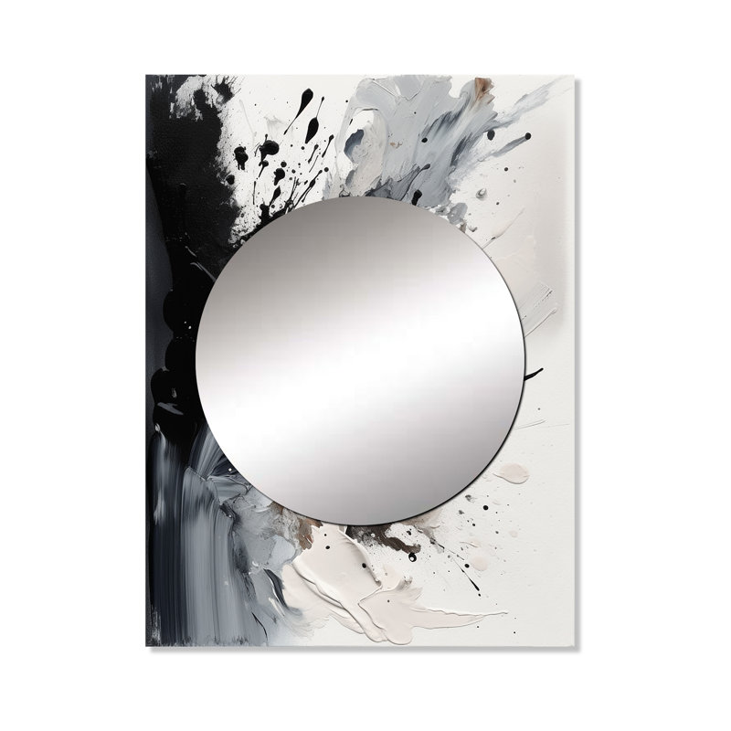 Jaakob noir texturé Splash Paint Art IV - peinture murale abstraite, grand miroir moderne et contemporain, art imprimé en métal