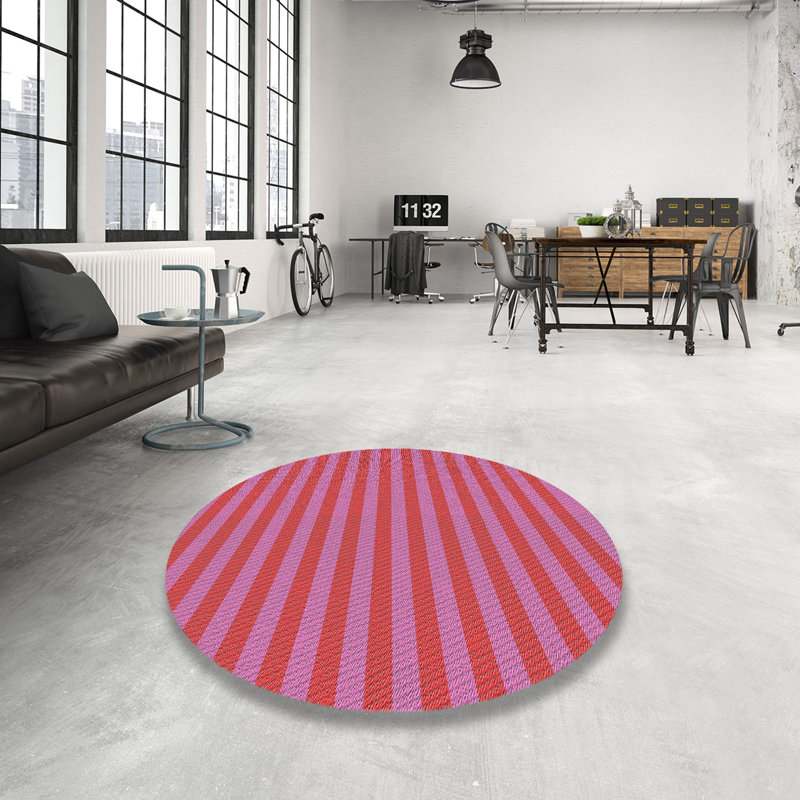 Dinesh Striped Indoor Rug, Round 8'