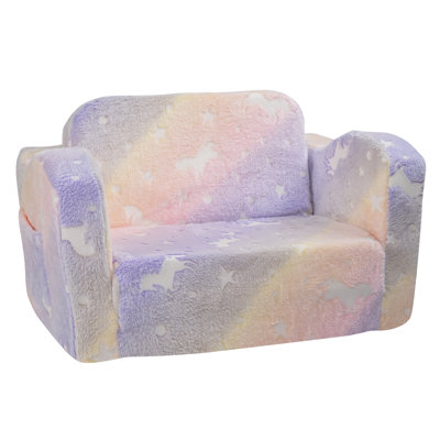 Boneless Foldable Baby Chair 2-in-1 Baby Lounger Couch Glow in Dark Kids Sofa