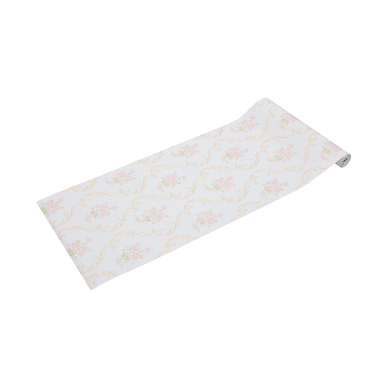Non-Pasted Non-Woven 3D Embossed Wallpaper Roll, Pink/White