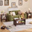 Table d'appoint de style champêtre avec rangement ouvert à 2 niveaux et bords arrondis-1007873695