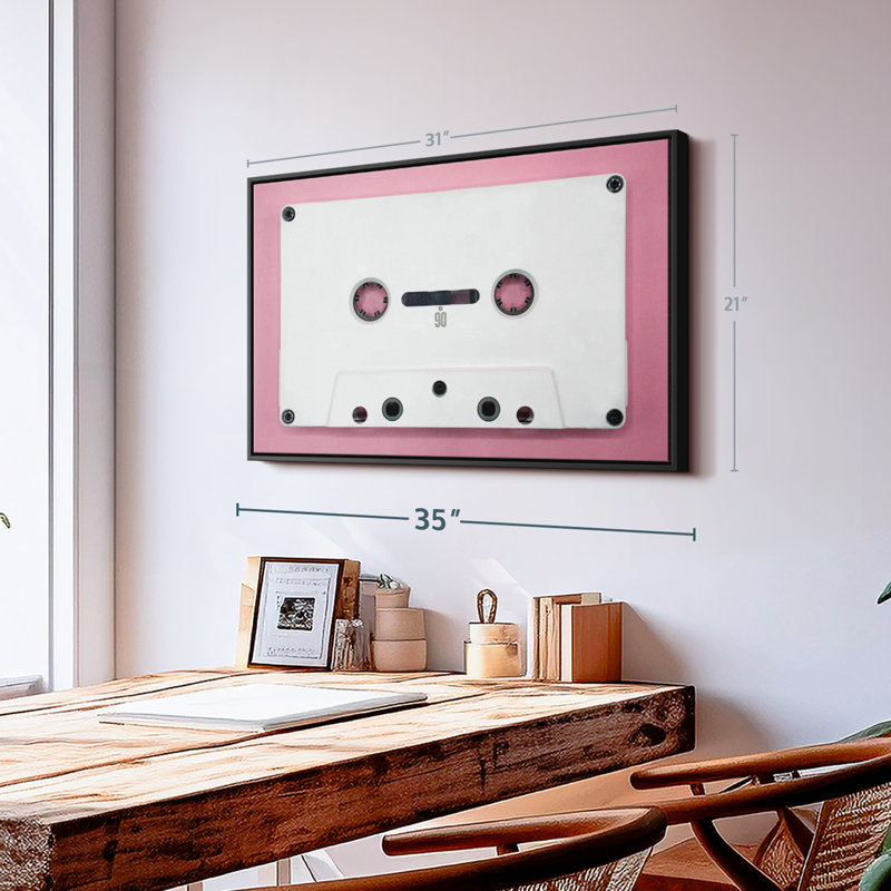 White Cassette Tape Canvas Print, 21" H x 31" W
