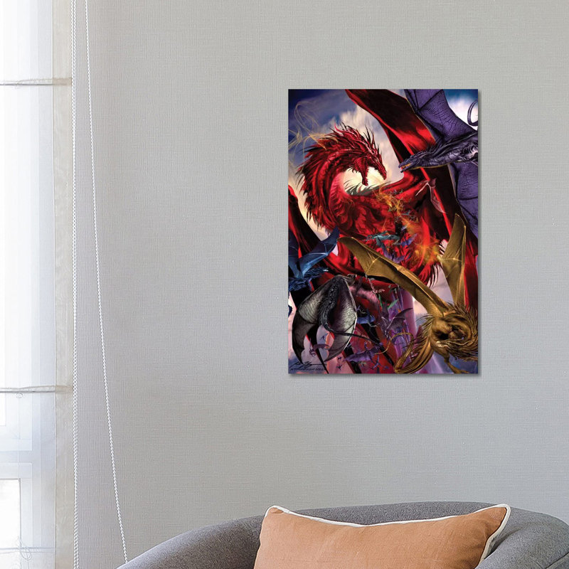 Dragon Battle by Ruth Thompson - Wrapped Canvas Print, 66.04 cm H x 45.72 cm W x 3.175 cm D