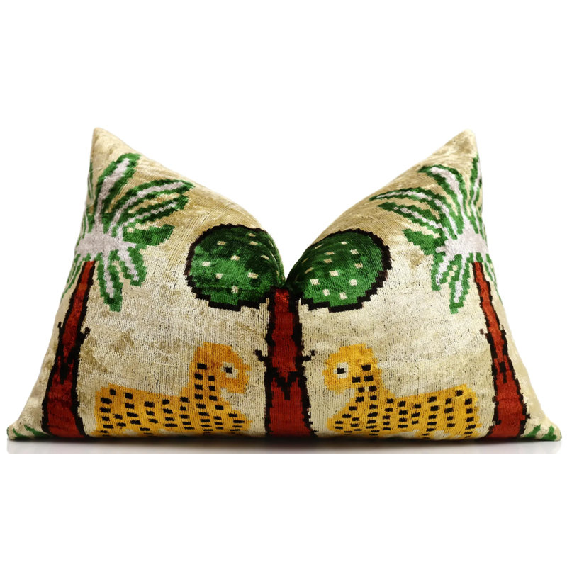 Coussin en velours de soie Safari