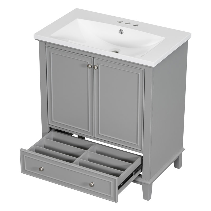Meuble-lavabo 30 po avec lavabo, Gris