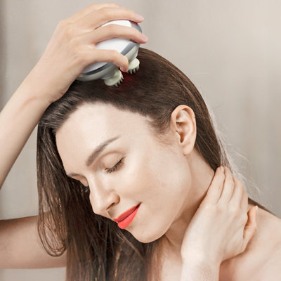 Electric Scalp Massager with Heat, Rechargeable Heated Head Massager, IPX7 Waterproof | Portable Kneading Scalp Scratcher with 8 Removable Massage Head for Hair Growth, Deep Clean, Stress Relax