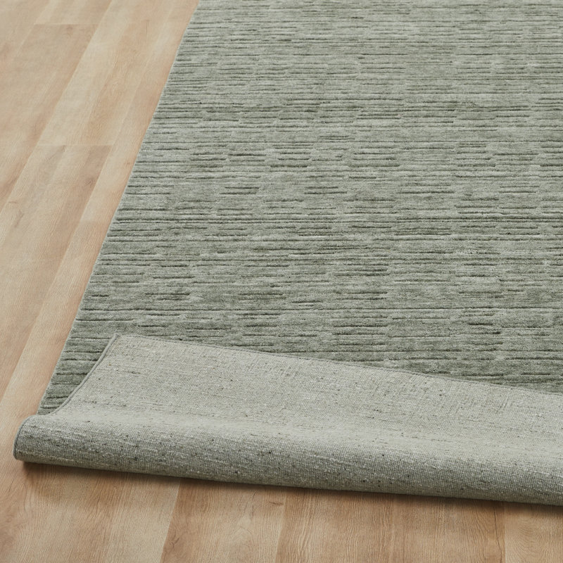 Luxe Wool Area Rug, Gray/Green, Rectangle 8'6" x 11'6"