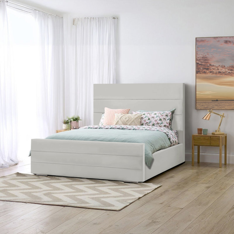Aceyn Upholstered Bed, Silver, Single (3')