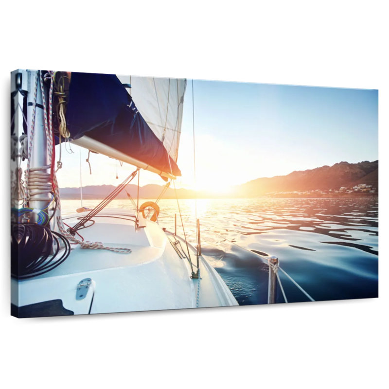 Mehar Yacht au lever du soleil, H 8 po x l 12 po
