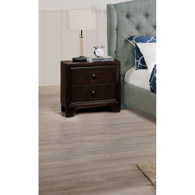 Jontarius Brown Wooden Nightstand with Drawer