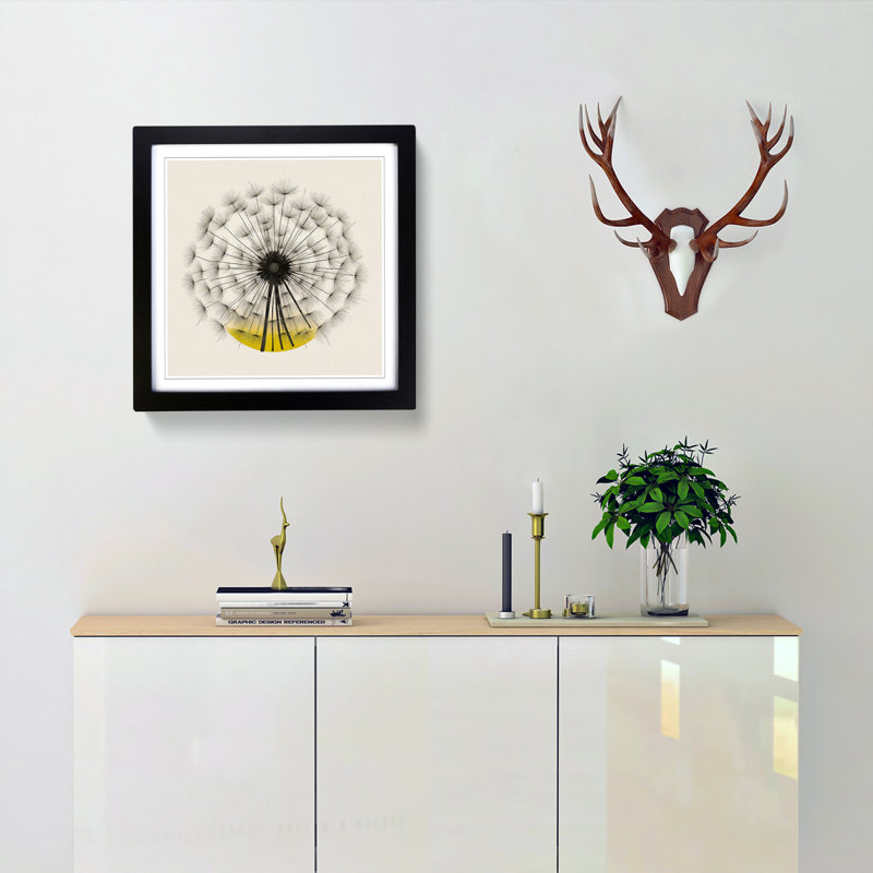 Dandelion Bauhaus No.3 - Single Picture Frame Print on Wood, Black