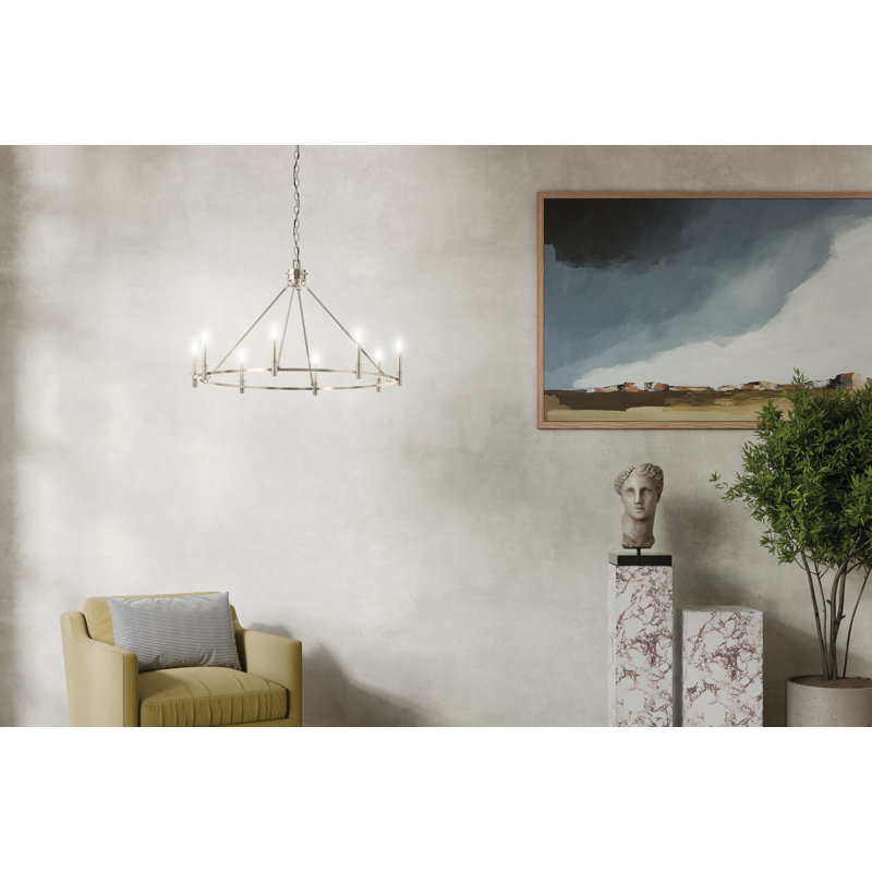  Lustre en acier à intensité variable, H 23,75 po x l 40,75 po x P 40,75 po, Nickel poli, 8