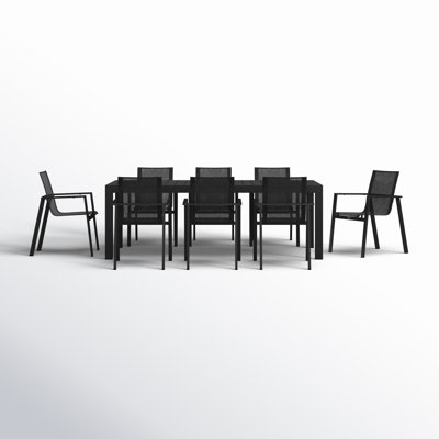 Benston 86.5'' Rectangular 8 - Person Outdoor Dining Set