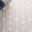 Tapis géométrique en laine / polyester tissé à la main Manya en blanc / gris-1762156535