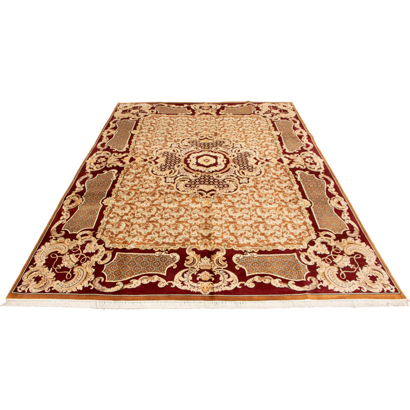 Tapis unique en laine noué à la main brun clair nouvel âge pako 9 pi 9 po x 13 pi 6 po New Age