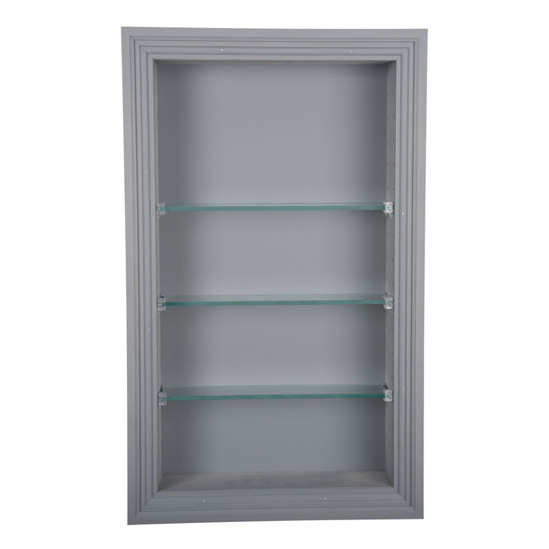 Tablette murale 4 pièces en bois massif avec tablettes réglables Normandy, H 31,5 po x l 15,5 po x P 3,5 po, Blanc